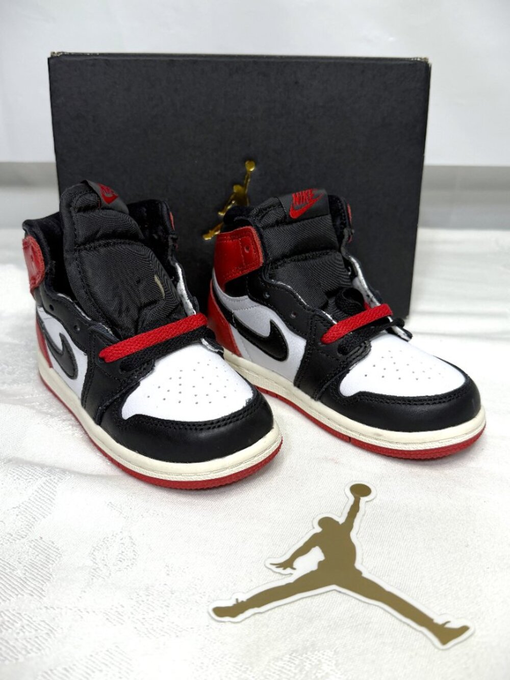 Nike Air Jordan 1 Retro High OG (TD) White/Black-Varsity Red Toddler Size 8C NIB - Picture 5 of 8